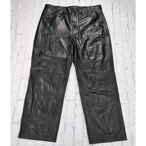 Banana Republic High Rise Straight Black 100% Lamb Leather Pants WOMENS SZ 33